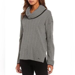 Calvin Klein Cowl Neck Herringbone Print Sweater Sz S